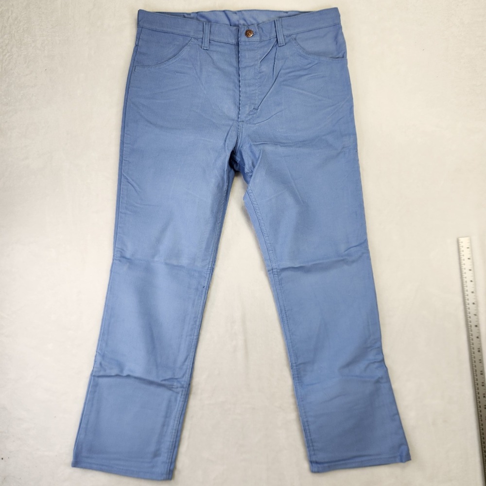 Vintage Roebucks Mens Blue Corduroy Straight Leg Pants 36x30 Made in USA NWT